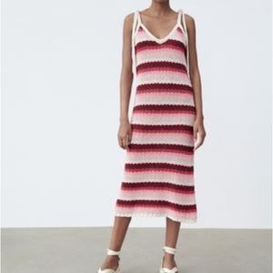 Pink Multi Stripe Crochet Dress